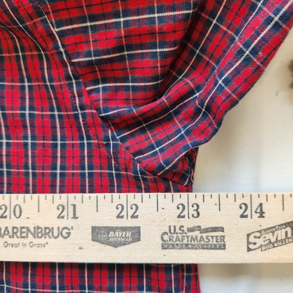 ENRO Mens M Button Down Shirt Long Sleeve Red Blue Checked Casual Wrinkle Free - Picture 3 of 7